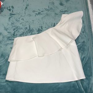 One Shoulder Ruffle Crop Top